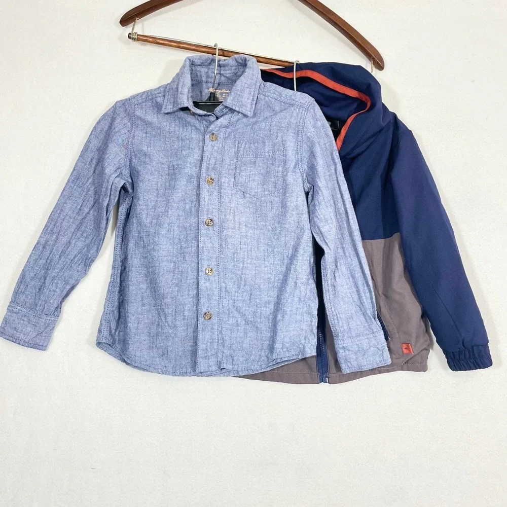 Tommy Bahama Jacket and Shirt Bundle Boys 4-6‎ Blue Grey Hooded Button Up